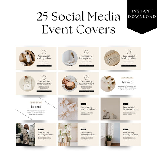 Social Media Event Cover Templates - 25 Customizable Designs for Canva, Instant Download