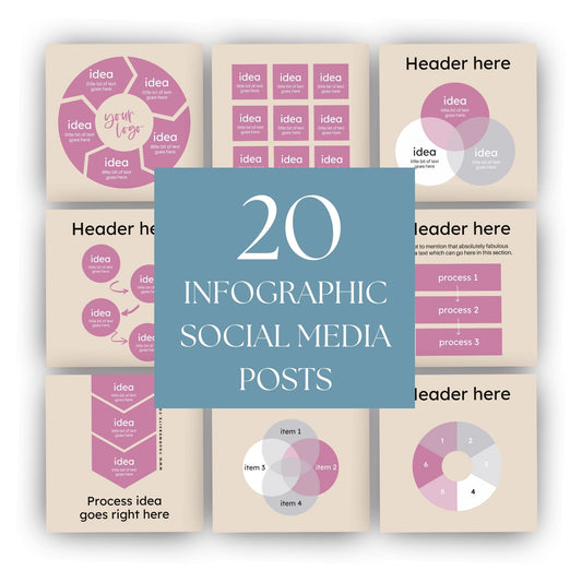 20 Canva Infographic Templates for Social Media - Instant Download