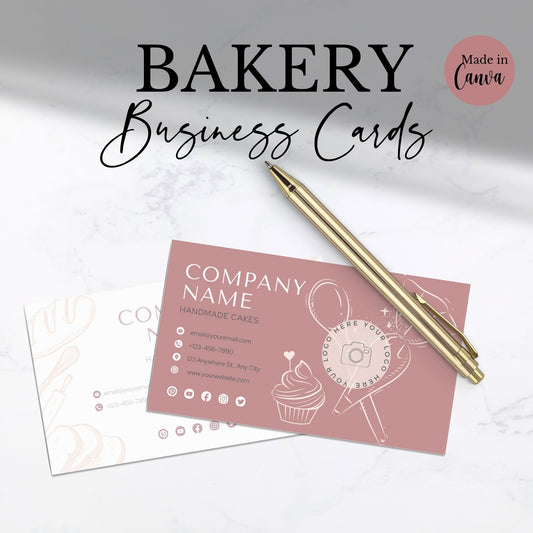 Elegant Bakery Business Card Templates | Editable in Canva | Pack of 3