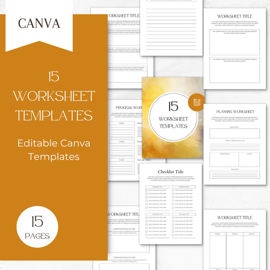 Professional Business Worksheet Templates: Customizable & Editable in Canva, 15 Layouts