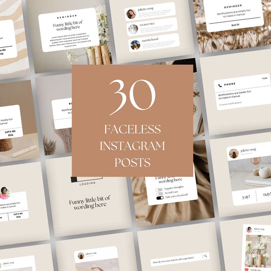 30 Customizable Faceless Social Media Templates - Instant Download
