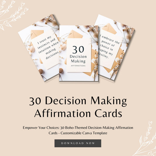 Empowerment Affirmation Cards - 30 Customizable Decision-Making Cards | Editable in Canva