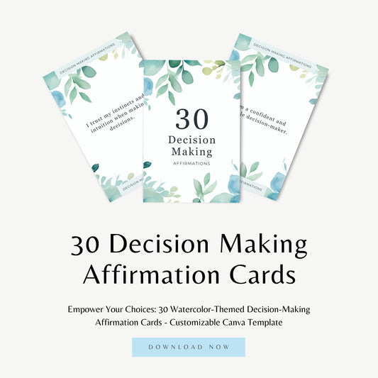 Empowerment Affirmation Cards - 30 Customizable Decision-Making Cards | Editable in Canva