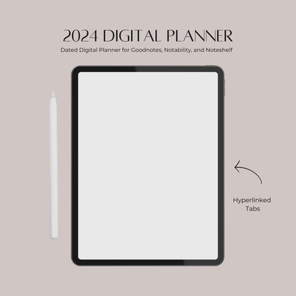2024 All-In-One Hyperlinked Digital Planner with Finance and Goal Tracking - Compatible with PDF Annotation Apps
